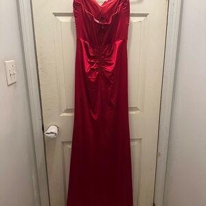 Emerald Sundae Strapless Red Gown